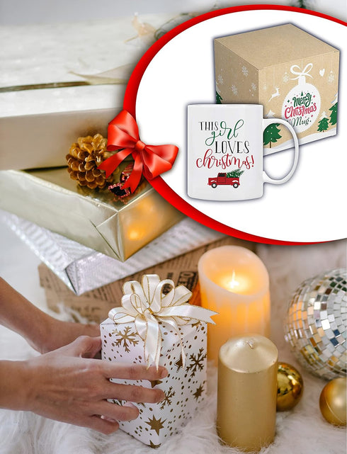 BLUE RIBBON Christmas Gifts Coffee Mug, This Girl Loves Christmas, Funny Coffee Mug from Daughter, Wife and Son – Mug in Decorative Christmas Gift...