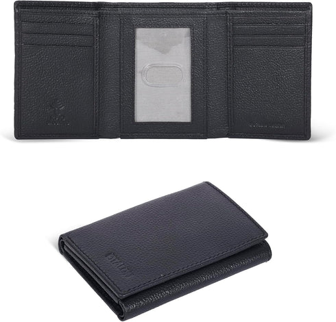 ESTALON Leather Trifold Wallet For Men - RFID Blocking - 6 Card Slots, 2 Slip Pockets & 1 Front ID Window - Minimalist Design, Slim Wallet - Premi...