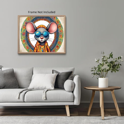 Posterizer 1 pcs- psychedelic funky hippie colorful mouse-Fantasy & Fiction Art-Retro Art- Living Room Bedroom Decor- unframed wall art...