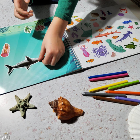 in The Deep Blue Sea Stickers + Coloring Book (500+ Ocean Animal Stickers for Kids & 12 Coloring Pages)- Side by Side Sticker Activity Book - Fun ...