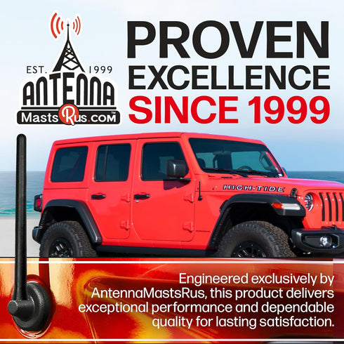 AntennaMastsRus Short Rubber Antenna for Jeep Wrangler JK/JL Gladiator (2007-2024), USA Stainless Steel Threading, The Original 6 3/4" Truck Acces...