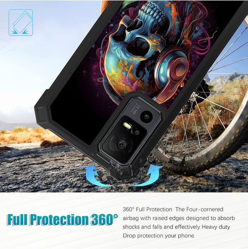 for TCL 40 XL Case,TCL 40 T Phone Case with Glass Screen Protector,Heavy Duty Hard PC,Shock-Absorbing Corner TPU Bumper Shockproof Protective Phon...
