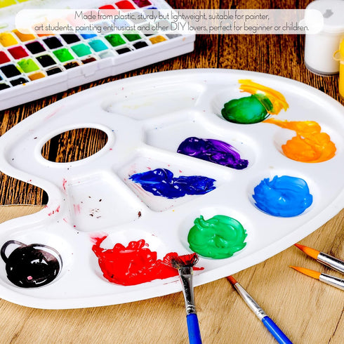 FANDAMEI Oval Paint Palette Tray, Plastic Paint Tray Palette, Painting Palette, Paint Tray Palettes Paint Pallets with Thumb Hole for Adults & Kid...