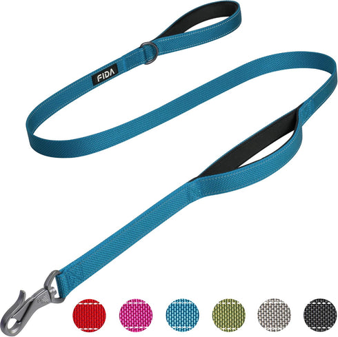 Fida 4 FT Heavy Duty Dog Leash with 2 Comfortable Padded Handles, Traffic Handle & Advanced Easy Snap Hook, Reflective Walking Lead for Large, Med...