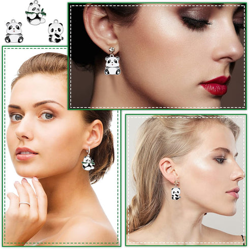 Hicarer 15 Pieces Panda Charm Metal Animal Pendant Panda Decorative Charm 30 x 20 mm Alloy Enamel Black and White Cute Beads for Jewelry Making, 3...