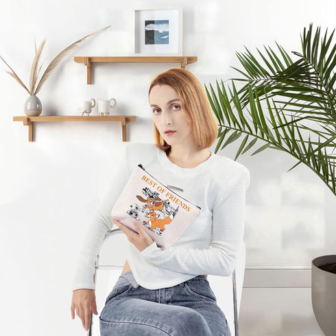 WZMPA Fox Movie Cosmetic Bag Tod And Copper Fans Gift Best Of Friends Makeup Zipper Pouch Bag For Women (Best Of Friends)...