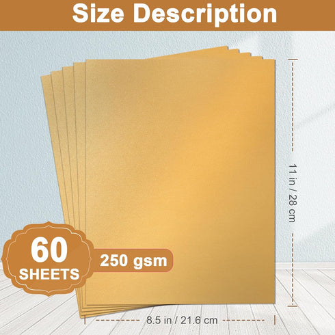 28 Sheets Shimmer Gold Cardstock 8.5 x 11 Metallic Paper, 250gsm/92lb Premium Glossy Paper Card Stock for DIY Cards Making, Anniversaries, Wedding...