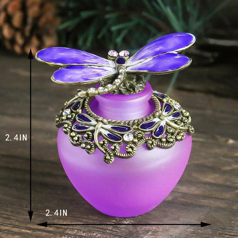 YU FENG 40ml Fancy Purple Dragonfly Empty Refillable Glass Perfume Bottle,Retro Frosted Butterfly Lid Perfume Bottle...