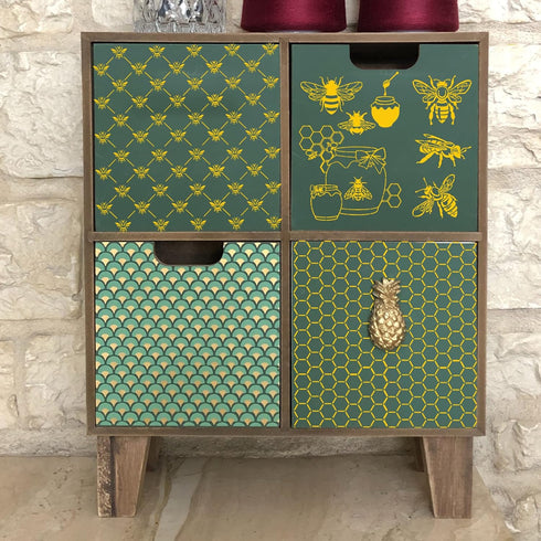 8 Pcs Bee Stencils for Painting on Wood, Honeycomb Hexagon Drawing Template Honey Comb Bee Stencil for Wood Wall Canvas Furniture DIY Crafts Decor...
