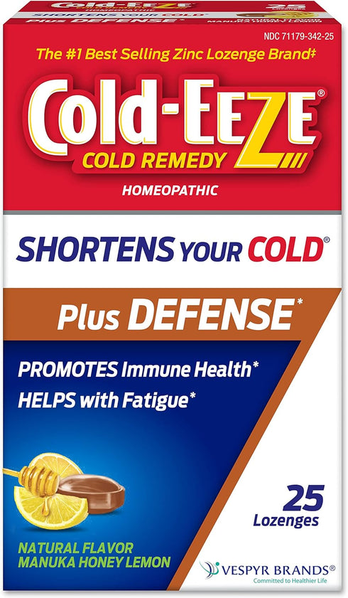 Cold-Eeze Plus Defense Natural Manuka Honey Lemon Zinc Lozenges, Homeopathic Cold Remedy, Shortens Common Cold Symptoms, Promotes Immune Health, S...