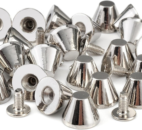YORANYO 30 Sets 5/16" Height Spikes and Studs 8MM Handbag Feet Silver Color Barrel Spikes Screw Back Punk Studs and Spikes Kit for Clothing Shoes ...