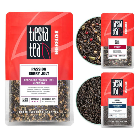Tiesta Tea - Black Loose Leaf Tea Gift Box, 3 Pouches, High Caffeine - Hot & Iced Tea, Variety Pack with Chai, Fruit & English Breakfast Bags, Loo...