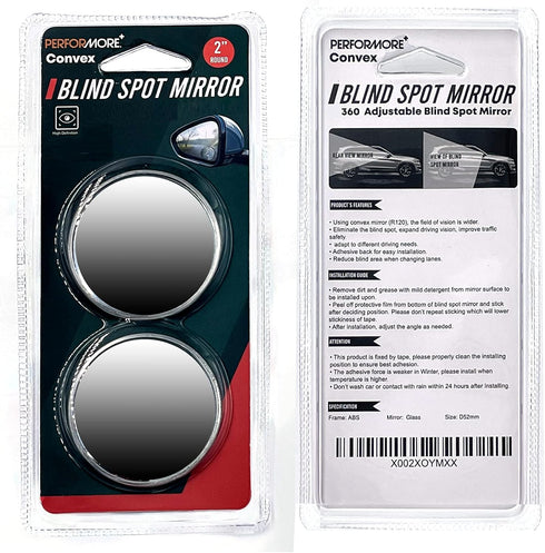 Performore 2 Pack of Blind Spot Car Mirrors, 2 Inch Round HD Glass Convex Rear View Wide Angle Side Mirror Blindspot with Self Adhesive Back for U...