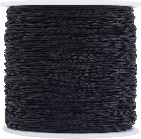PH PandaHall 100 Yards 0.8mm Nylon Beading String Wind Chime Cord Replacement Nylon Thread for Bracelet Chinese Knotting Cord Black Kumihimo Macra...