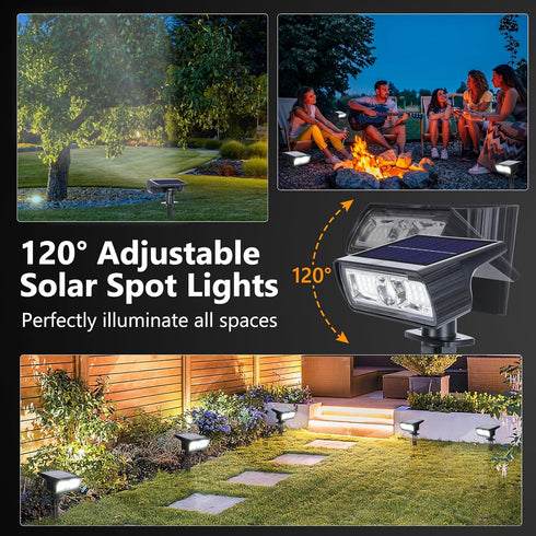 Toodour Solar Spot Lights Outdoor, 2 Pack Solar Lights Outdoor with 2 Modes, Waterproof Solar Powered Flood Lights Landscape Lighting for Yard Gar...