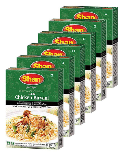 Shan - Malay Chicken Biryani Seasoning Mix (60g) - Spice Packets for Chicken Layered Pilaf (Pack of 6)...