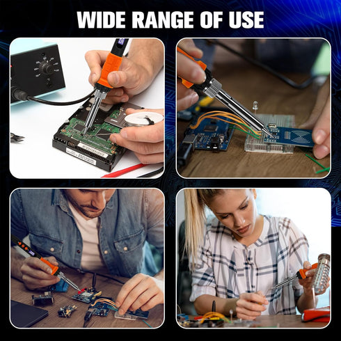 Soldering Iron Kit, 90W LED Display Adjustable Temperature Soldering Iron Automatic Sleep Mode Soldering Gun with 5PCS Tips, Solder Wire, Stand, F...