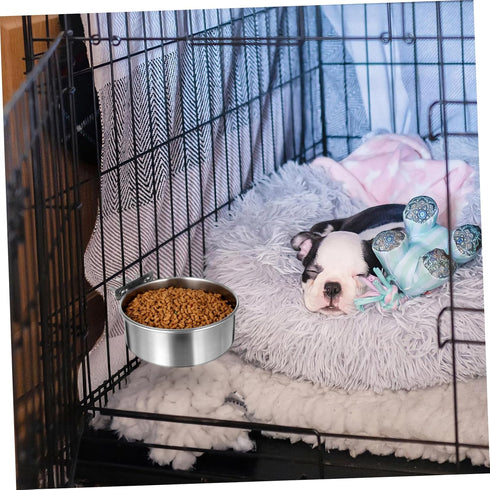 POPETPOP Pet Dog Food Water Bowl for Cage Stainless Steel Non Spill Kennel Detectable Hanging Cats Pets Bowls with Clamp Holder Crate Feeder Dish ...