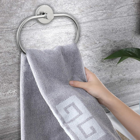 Towel Ring for Bathroom, Chrome Towel Bar Hangers Wall Mount, Stainless Steel Hand Towel Holder, Modern Round Towel Hanger by Eolax...