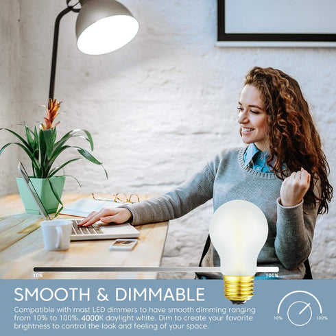 Frosted E26 LED Bulb 6W Equal E26 Edison Bulb 60 Watt Neutral White 4000K E26 Bulb Dimmable AC120V 600lm A15 Light Bulb led for Rustic Sputnik,Cha...