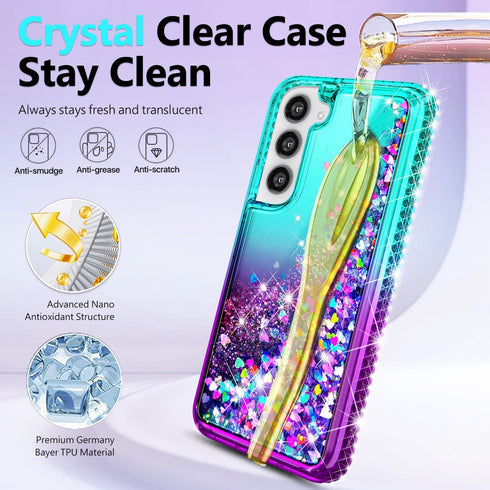 NGB Designed for Samsung Galaxy S21 & S21 5G Case, Aqua/Purple | Glitter Liquid Sparkle Cute Cover for Women Girls Kids | with Screen Protector & ...