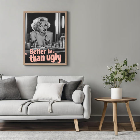 Posterizer 1 pcs-better late than ugly-retro modern Marilyn Monroe poster-Inspirational Women's Art-Retro Art-Living Room Bedroom Decor- unframed ...