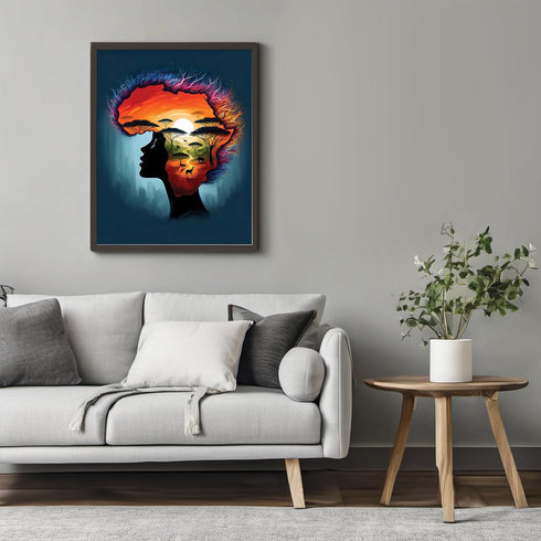 Posterizer 1 pcs-Abstract African Sunset Landscape & woman-Afro-American Art Collection-Inspirational Women's Art-Gifts for Women- UNFRAMED Wall A...