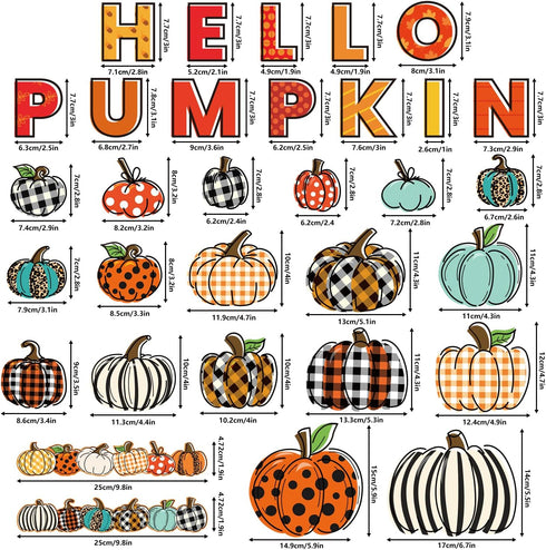 GreenPine 90Pcs Happy Fall Pumpkin Cutouts Thanksgiving Bulletin Board Set with Pumpkin Borders Trim Classroom School Office Wall Decor Themed Par...