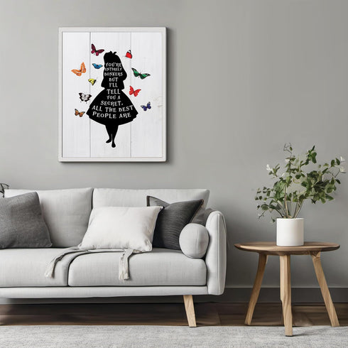 Posterizer 1 pcs-You're entirely bonkers-Alice in Wonderland quotes-Movie & Cinema Art-Gift for movie lovers-Gift for Men Women Entrepreneur Teens...