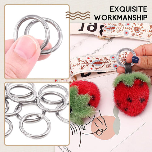 60Pcs Metal O Ring Kit Belts Hardware Pin O-Ring for Macrame, Camping Belt, Dog Leashes, Light Saber Accessories, Luggage Belt, Handbag(Sliver, 3/...