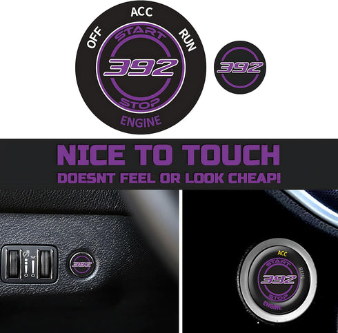 Car Push Start Button Cover for Dodge Challenger Charger Durango Accessories 2015-2024 - Engine Button Overlay Crazy Purple Emblem - 392 Style Bad...