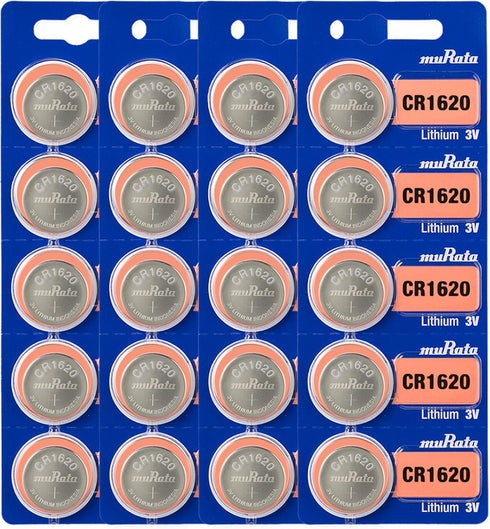 Murata CR1620 Battery DL1620 ECR1620 3V Lithium Coin Cell (20 Batteries)...