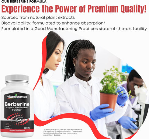 Berberine, One Pack, 600mg, 60 Capsules, Supports Heart Function, Antioxidant, Support Immune System, for Men and Women...