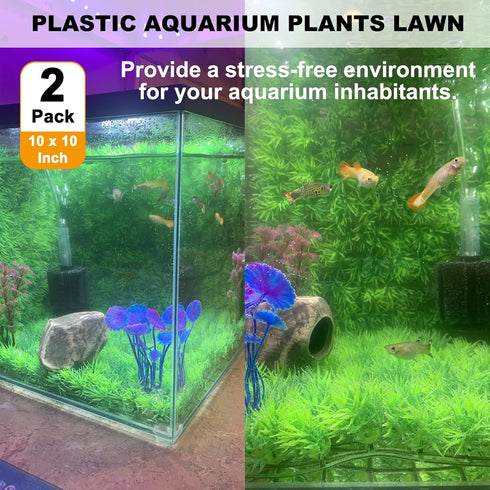 2 PCS Hermit Crab Climbing Toys Faux Grass Mat 10 x 10 Inch Fake Turf Hermit Crab Climbing Wall Fish Tank Artificial Plant Decorations Hermit Crab...