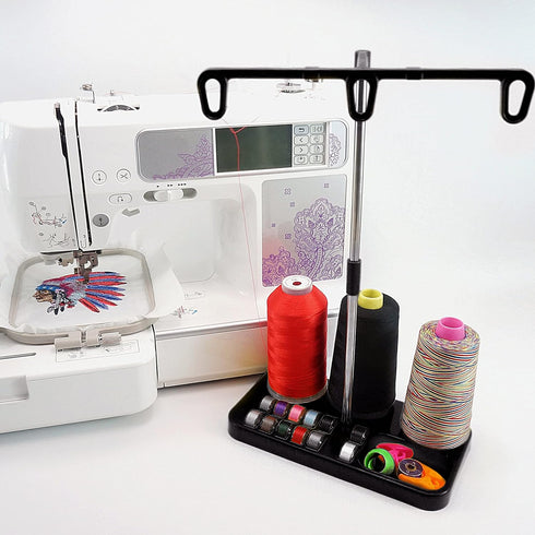 Light Weight Thread Stand - 3 Spools Holder for Domestic (Home-Base) Embroidery and Sewing Machines - Four Colors for Choices - Black...