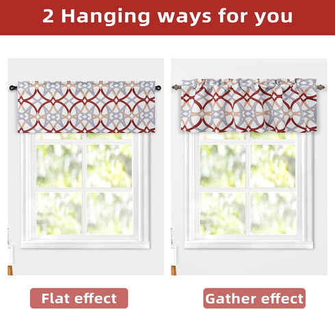 DriftAway Alexander Pattern Match Blackout Valances for Windows 250GSM Geometric Moroccan Mid Century Rod Pocket 52 Inch by 14 Inch Plus 1.75 Inch...