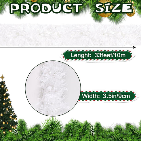 KIMOBER 32.8 Ft Christmas Tinsel Garland,White Metallic Garland for Christmas Tree,Wedding Party Decorations...