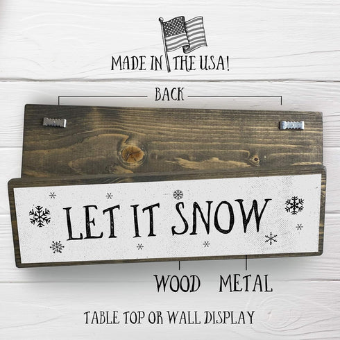 Christmas Wood Signs (Medium - Wood And Metal, Let It Snow - Christmas Sign)...