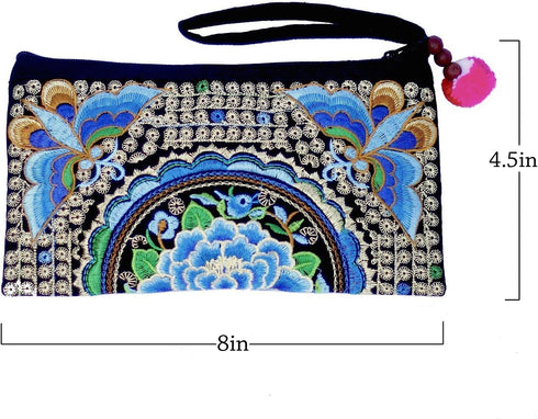 Smartphone Wristlet Bag - Handmade Embroidered Boho Clutch Wallets Purses...
