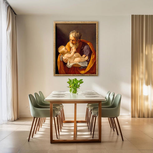 Posterizer 1 pcs-Saint Joseph and the Christ Child painting poster-Religious Posters-Gifts for Christians -Decor for Church, Sunday School Classro...