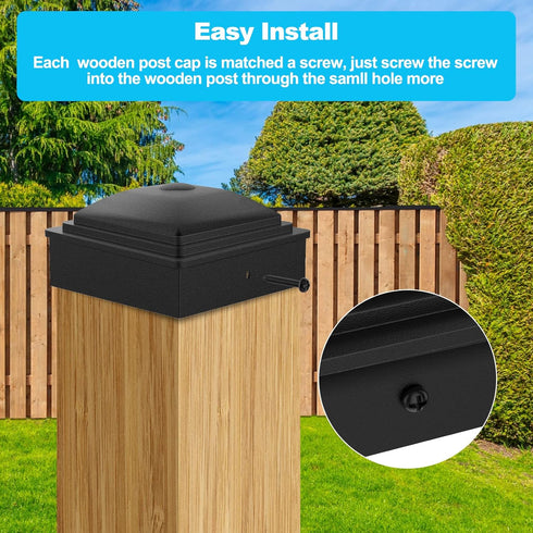 4x4"(3 5/8") Fence Post Cap,Deck Post Plastic Cap with Screws,PP Plastic Waterproof Protect Wooden Post Rot Proof and Anti-Cracking 12Pack…...