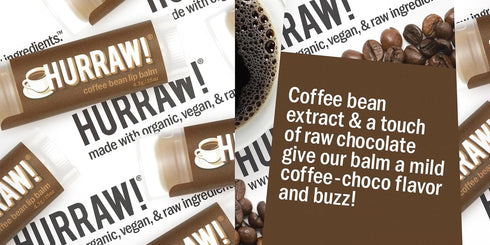 Hurraw! Coffee Bean Lip Balm, 3 Pack: Organic, Certified Vegan, Cruelty and Gluten Free. Non-GMO, 100% Natural Ingredients. Bee, Shea, Soy and Pal...