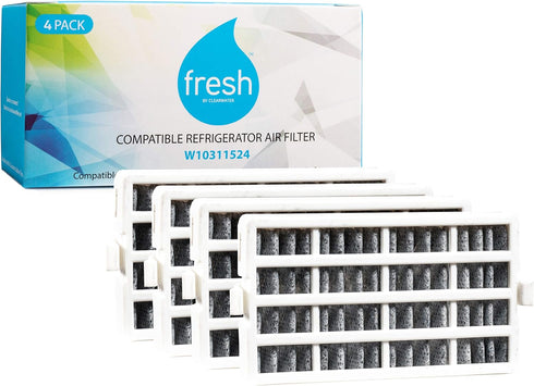 Fresh Whirlpool W10311524, AIR1, Replacement Refrigerator Air Filter, 4 Pack