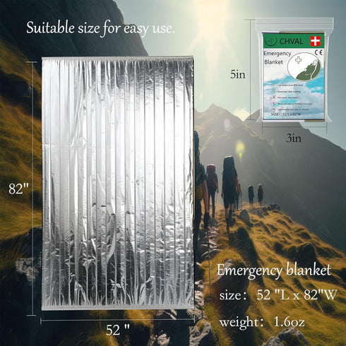 Survival Blanket Emergency Mylar Thermal Blankets, Portable space blankets survival camping emergency blankets. suitability for camping, Bug Out B...