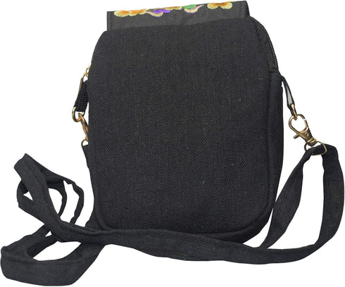 Women's Small Cute Boho Canvas Crossbody Camera Bag Cell Phone Purse with Floral Embroidery...