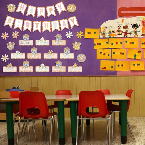 35 Pcs Groovy Disco Happy Birthday Bulletin Board Set Classroom Birthday Chart Decoration Cutouts Birthday Wall Calendar Decorations for Teachers ...