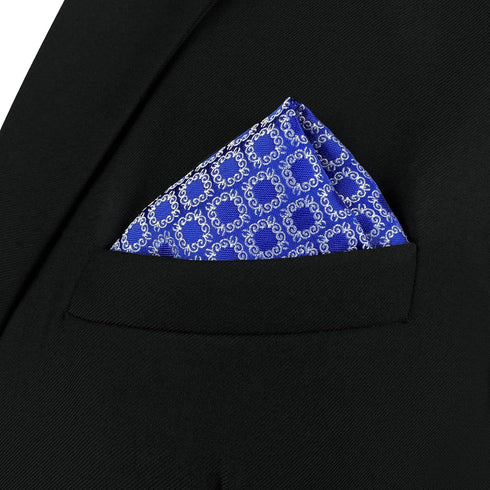 S&W SHLAX&WING Pocket Square for Men Azure Blue White Pattern Geometric Elegant for Suit...