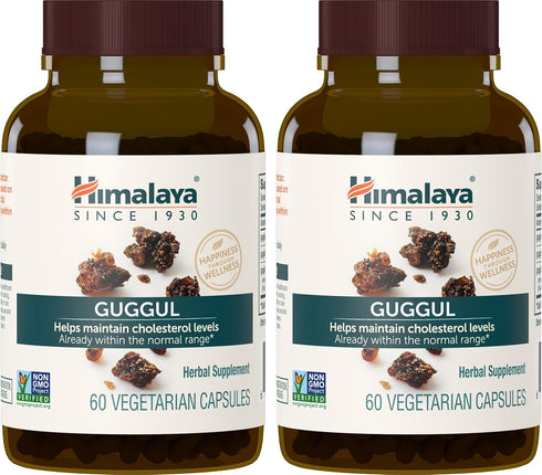 Himalaya Guggul, Cholesterol Supplement for Healthy LDL, HDL, and Triglyceride Levels, 750 mg, 60 Vegetarian Capsules, 1 Month Supply, 2 Pack...
