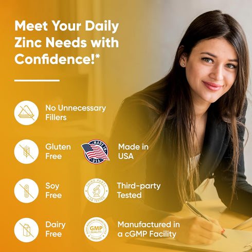 Sandhu Herbals Zinc 50mg Supplement for Men & Women| High Absorption Zinc Monomethionine complex 60 Capsules| Zinc Supplements for Immune, Acne & ...