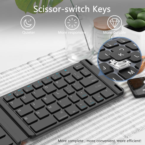 Acoucou Foldable Bluetooth Keyboard for Travel, Business, Gifts, for iPad Tablets Laptop,MacBook Pro/Air, Compatible with MAC/iOS, Windows, Androi...